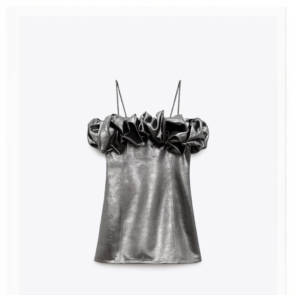 Zara Voluminous Short Silver Dress